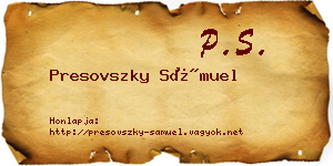 Presovszky Sámuel névjegykártya